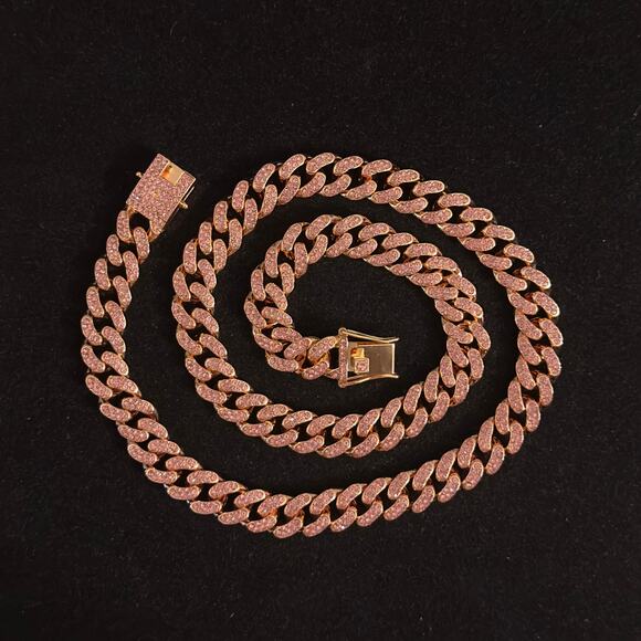 Rose Gold Miami Cuban Link Necklace 24in 12.6mm~NEW - Picture 12 of 16